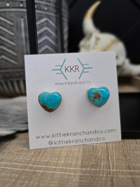 ELOUISE KEE TURQUOISE HEART STUD EARRINGS