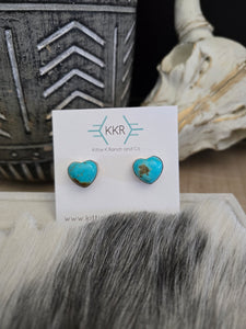 ELOUISE KEE TURQUOISE HEART STUD EARRINGS