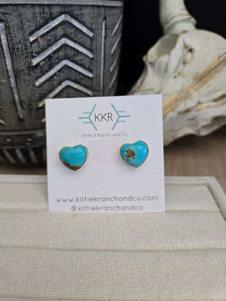 ELOUISE KEE TURQUOISE HEART STUD EARRINGS