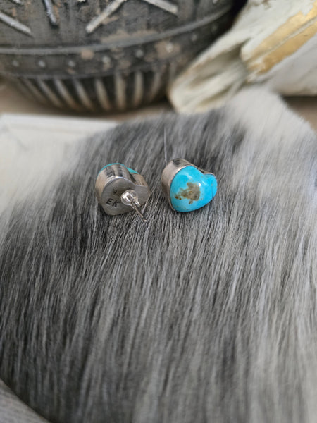 ELOUISE KEE TURQUOISE HEART STUD EARRINGS