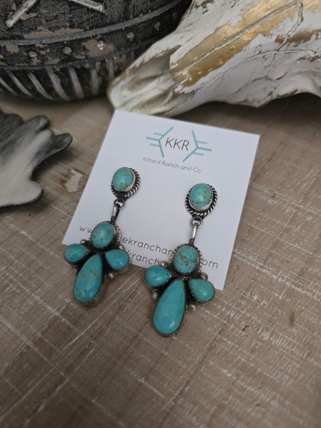 JUDITH DIXON KINGMAN TURQUOISE CLUSTER EARRINGS