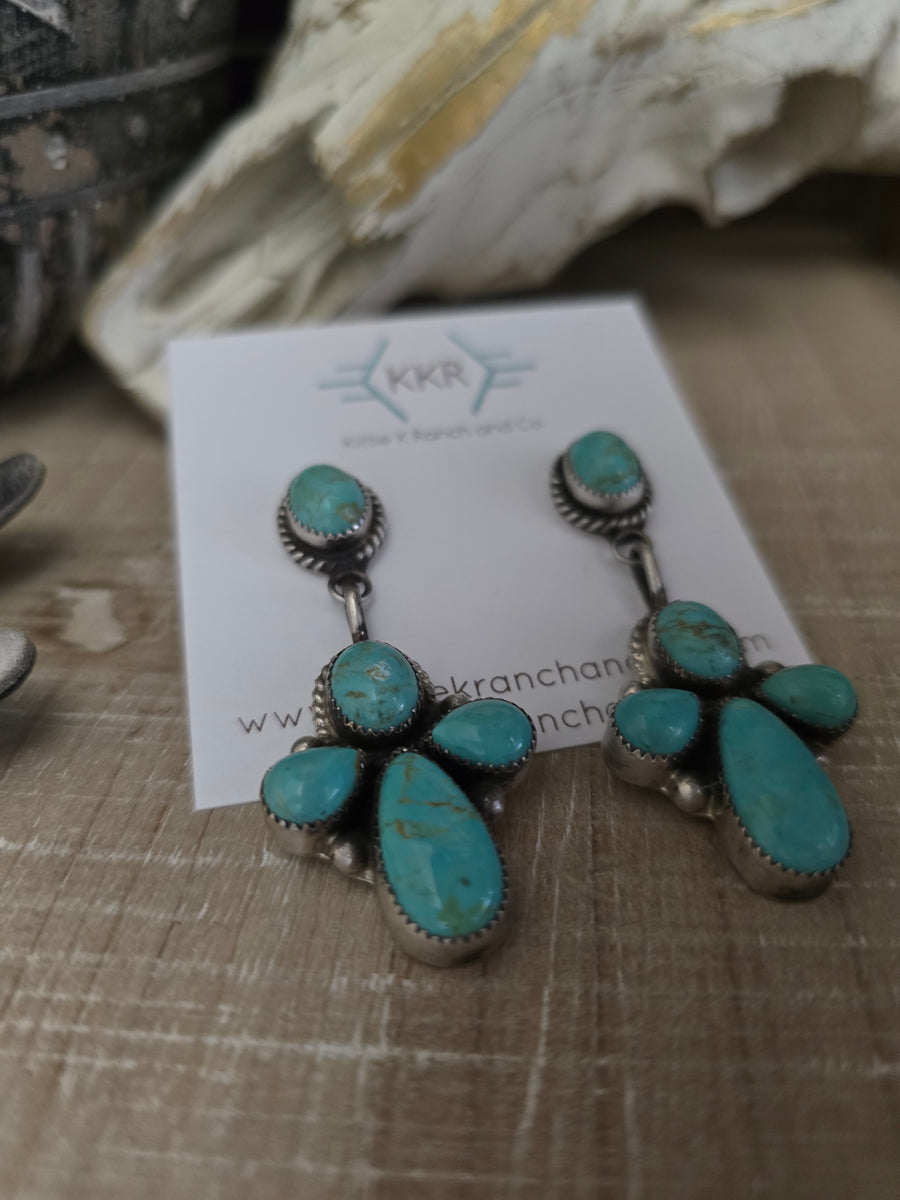 JUDITH DIXON KINGMAN TURQUOISE CLUSTER EARRINGS – Kittie K Ranch and Co