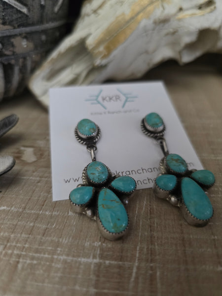 JUDITH DIXON KINGMAN TURQUOISE CLUSTER EARRINGS