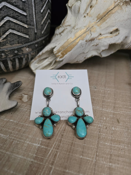 JUDITH DIXON KINGMAN TURQUOISE CLUSTER EARRINGS