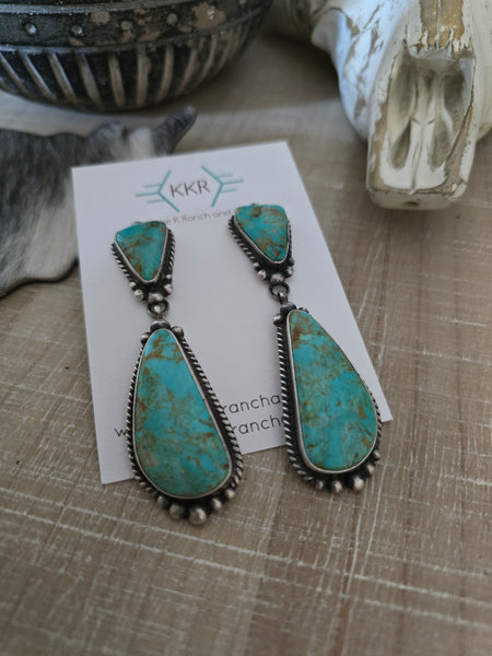 ELOUISE KEE LARGE KINGMAN TURQUOISE DANGLE