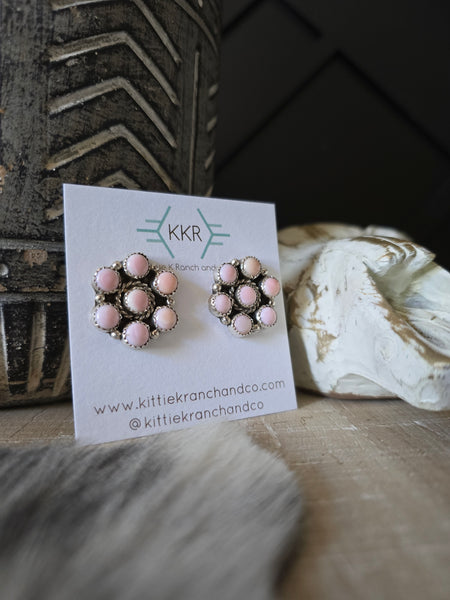 THE MAXINE RAMIREZ PINK CONCH SHELL CLUSTER STUDS