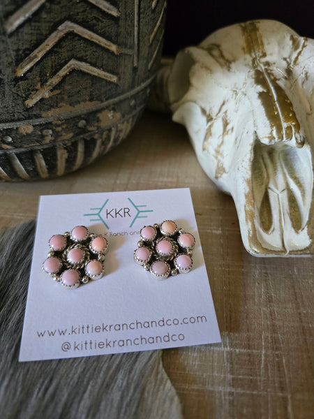 THE MAXINE RAMIREZ PINK CONCH SHELL CLUSTER STUDS