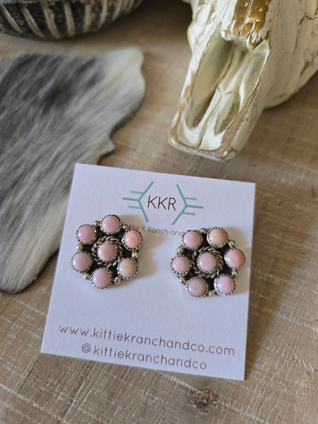 THE MAXINE RAMIREZ PINK CONCH SHELL CLUSTER STUDS