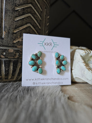 MAXINE RAMIREZ SIX STONE KINGMAN TURQUOISE CLUSTER EARRINGS