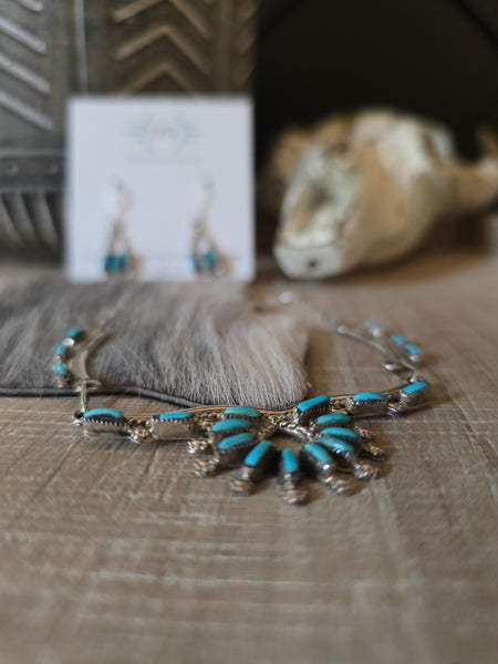 VERONICA YAWAKI ZUNI TURQUOISE NECKLACE AND EARRING SET