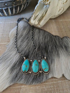 DONOVAN SKEETS THREE STONE KINGMAN TURQUOISE NECKLACE