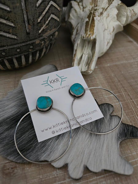 ELOUISE KEE KINGMAN TURQUOISE HOOP EARRINGS