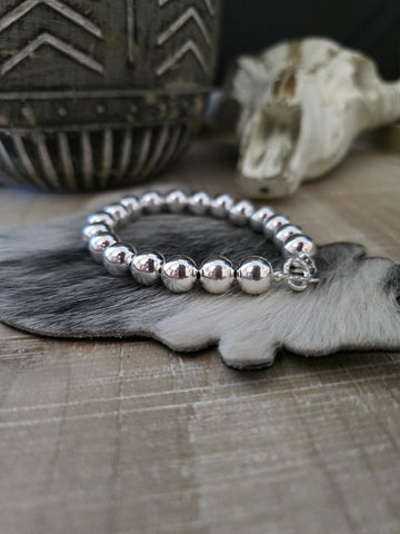 10 MM STERLING SILVER NAVAJO PEARL BRACELET