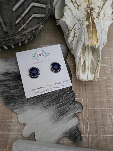 JUDITH DIXON LAPIS STUD EARRINGS