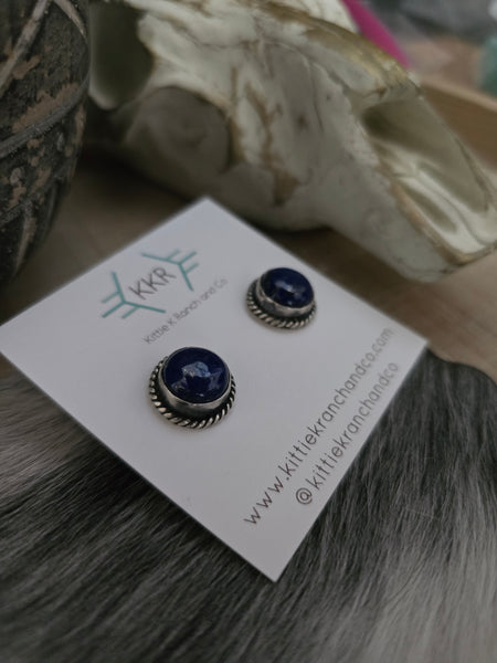 JUDITH DIXON LAPIS STUD EARRINGS