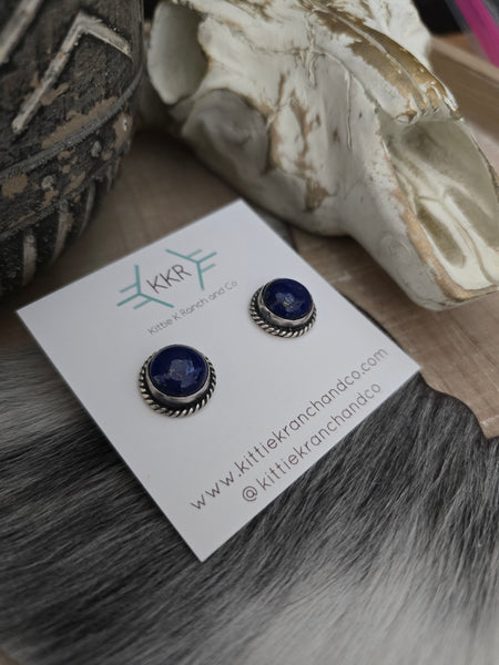 JUDITH DIXON LAPIS STUD EARRINGS