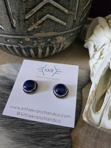 JUDITH DIXON LAPIS STUD EARRINGS