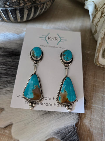 JUDITH DIXON KINGMAN TURQUOISE DANGLE EARRINGS