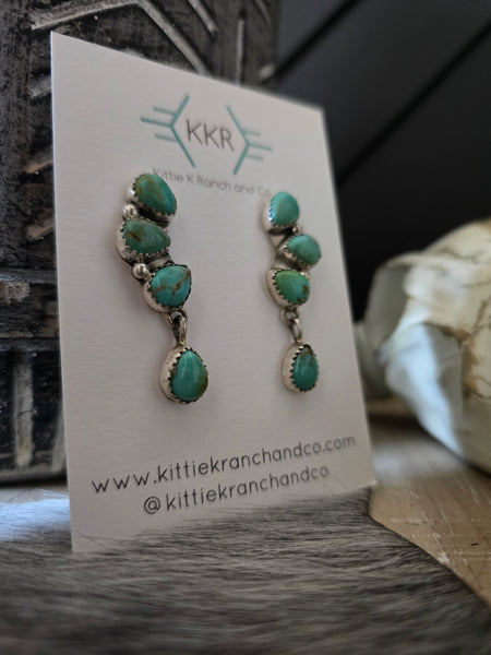 MAXINE RAMIREZ KINGMAN TURQUOISE DANGLE STUD EARRINGS