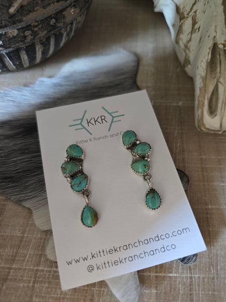 MAXINE RAMIREZ KINGMAN TURQUOISE DANGLE STUD EARRINGS