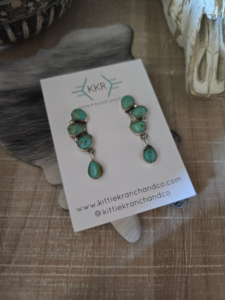 MAXINE RAMIREZ KINGMAN TURQUOISE DANGLE STUD EARRINGS