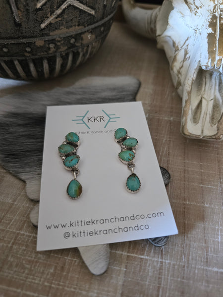 MAXINE RAMIREZ KINGMAN TURQUOISE DANGLE STUD EARRINGS