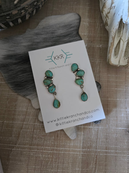 MAXINE RAMIREZ KINGMAN TURQUOISE DANGLE STUD EARRINGS