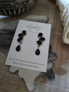 MAXINE RAMIREZ BLACK ONYX DANGLE STUD EARRINGS