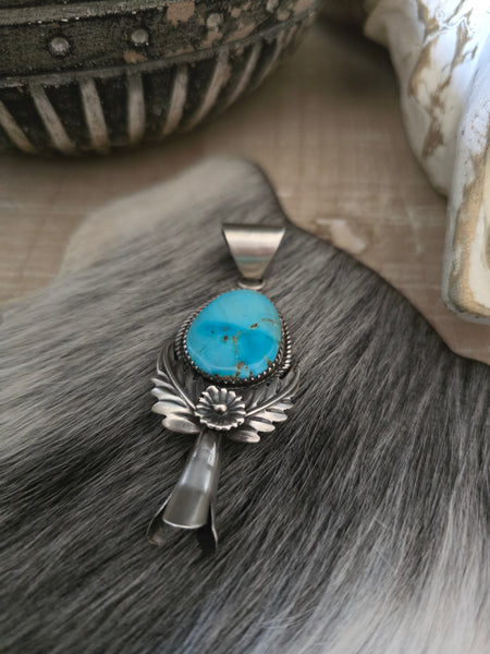 MARCUS GISHAL STERLING SILVER TURQUOISE BLOSSOM PENDANT