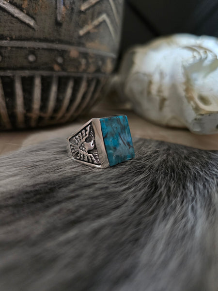 RITA DAWES TURQUOISE THUNDERBIRD MENS RING