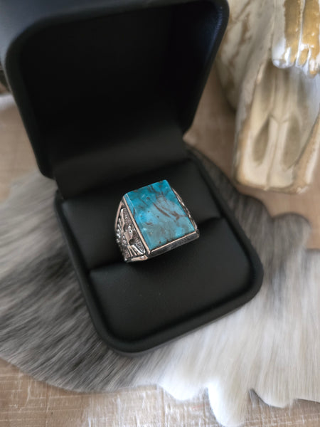 RITA DAWES TURQUOISE THUNDERBIRD MENS RING