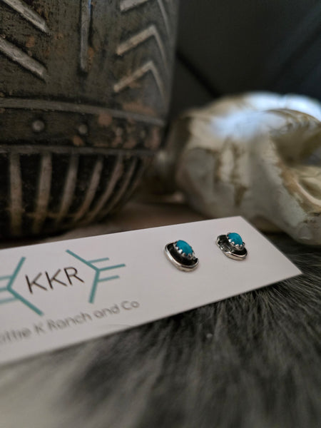 ROSELENE JOE KINGMAN TURQUOISE STUD EARRINGS