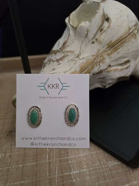 PEGGY SKEETS OVAL KINGMAN TURQUOISE STUDS