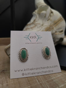 PEGGY SKEETS OVAL KINGMAN TURQUOISE STUDS