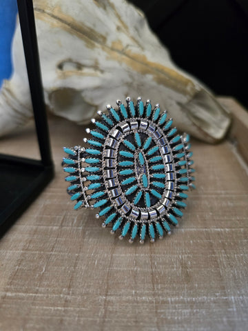 ROSEMARY TOM NEZ TURQUOISE NEEDLEPOINT CLUSTER CUFF