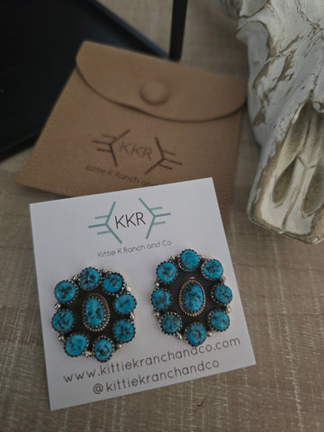 MARCUS GISHAL TURQUOISE CLUSTER STUD EARRINGS