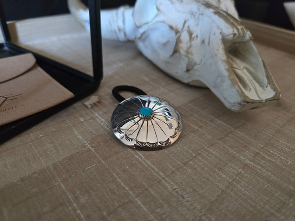 TURQUOISE CONCHO HAIR TIE OR PENDANT