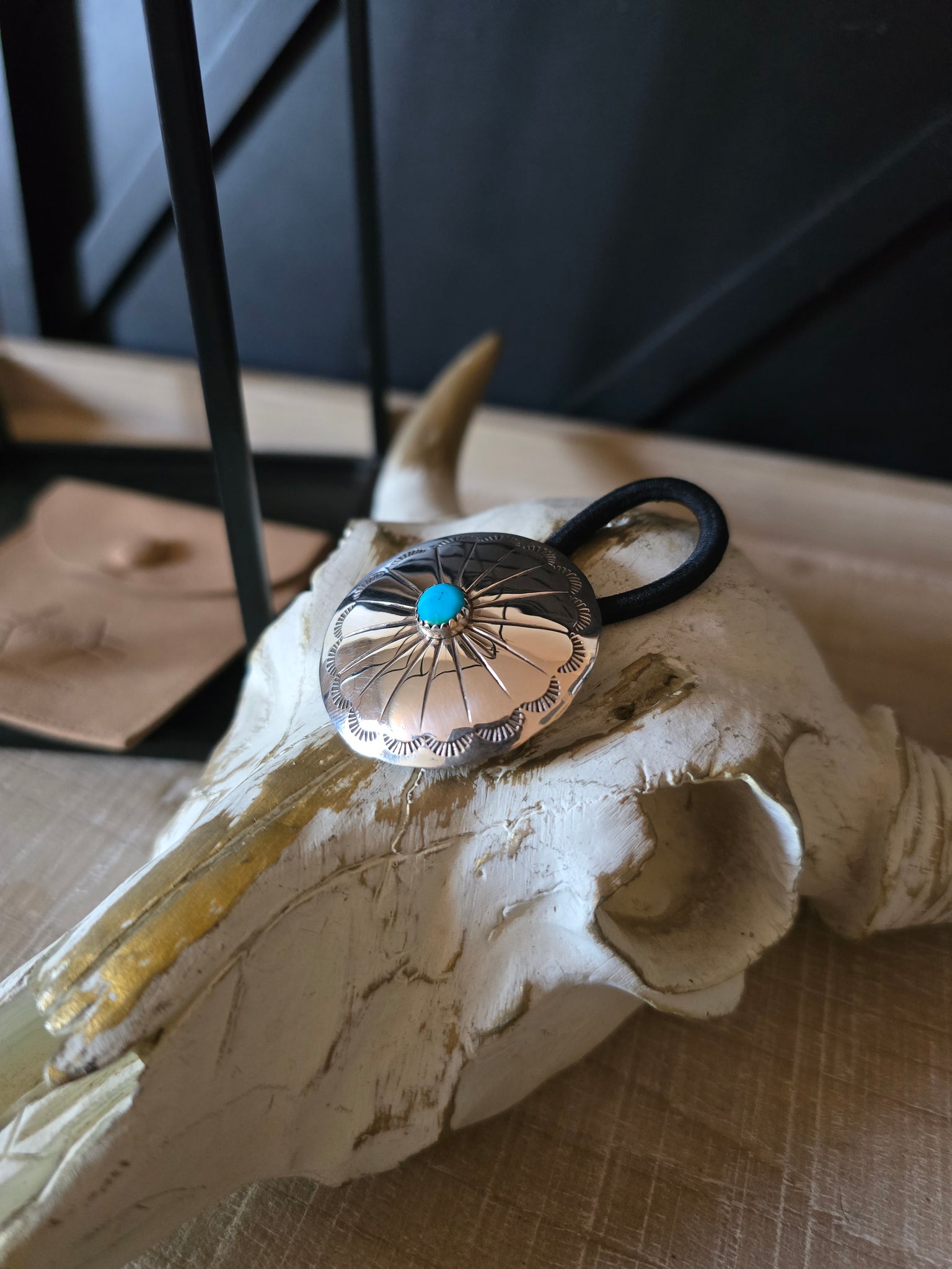 TURQUOISE CONCHO HAIR TIE OR PENDANT