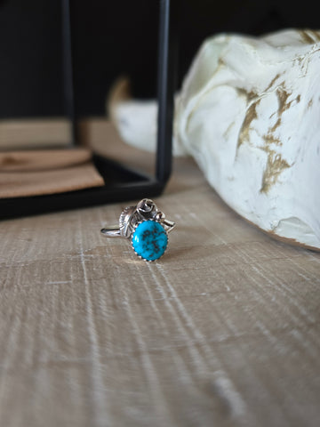 CAROLYN NEZ TURQUOISE NUGGET FEATHER RING