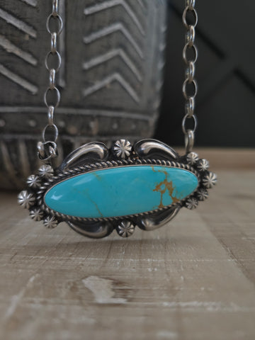 JEFF JAMES KINGMAN TURQUOISE OVAL NECKLACE