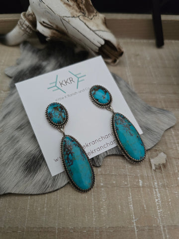 VIRIGINA BECENT CAMPITOS TURQUOISE DANGLE EARRINGS