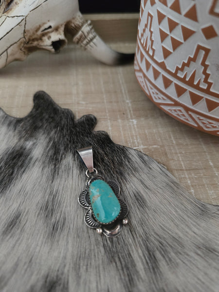 JUANITA A LONG TYRONE TURQUOISE PENDANT