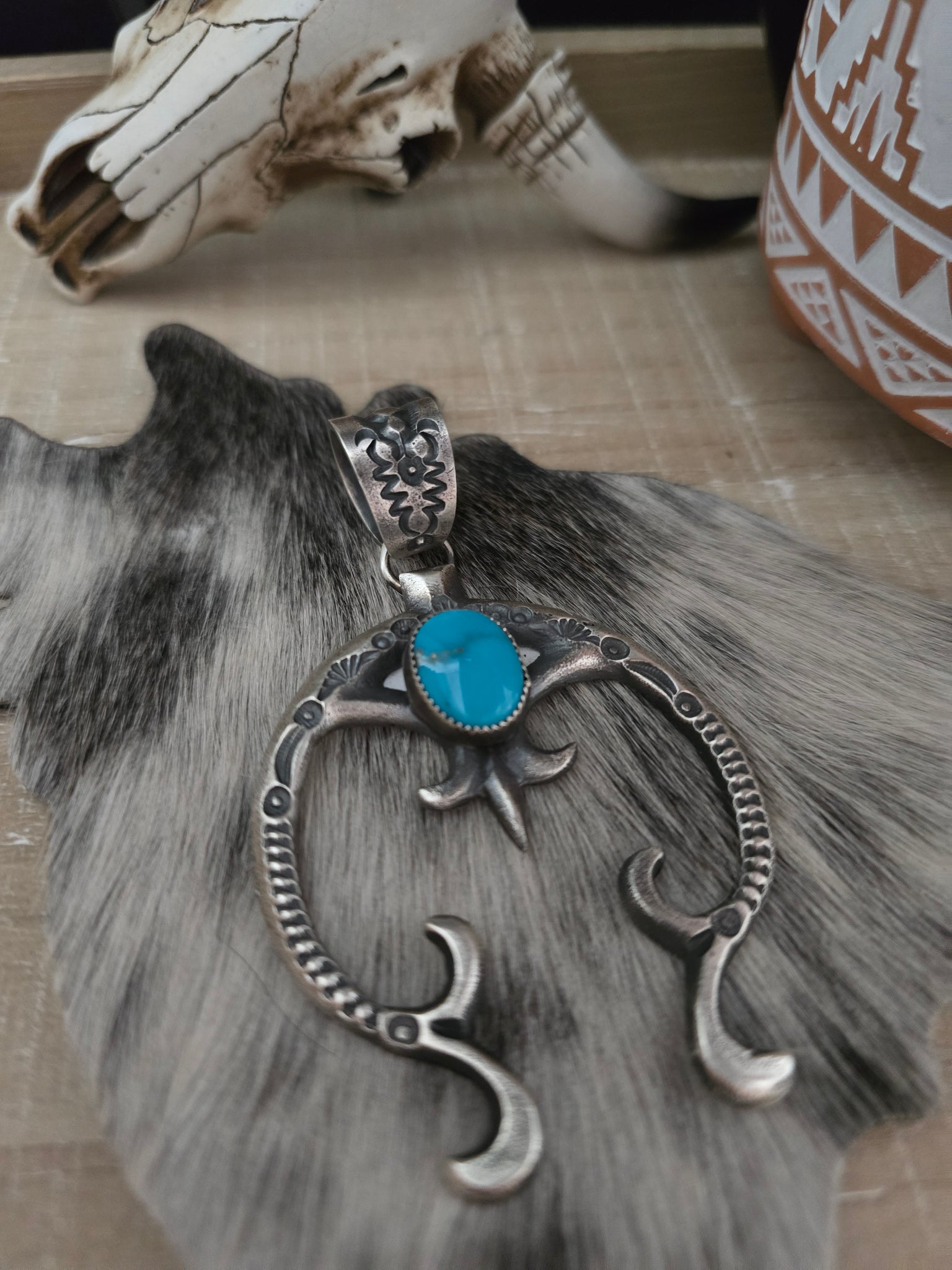 EVA AND LINDBERG BILLAH TURQUOISE NAJA PENDANT