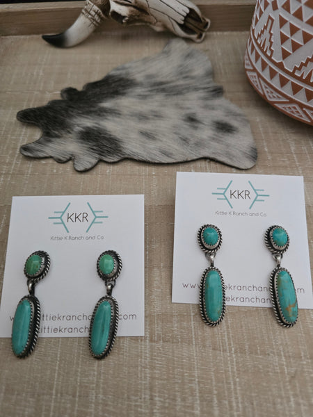 FREDA MARTINEZ KINGMAN TURQUOISE DANGLE EARRINGS