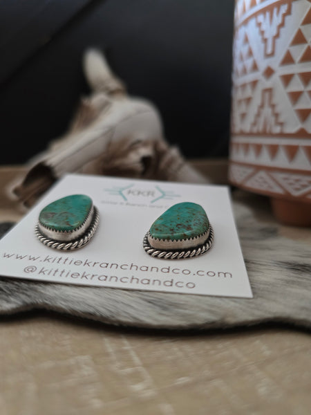 FREDA MARTINEZ KINGMAN TURQUOISE EARRINGS