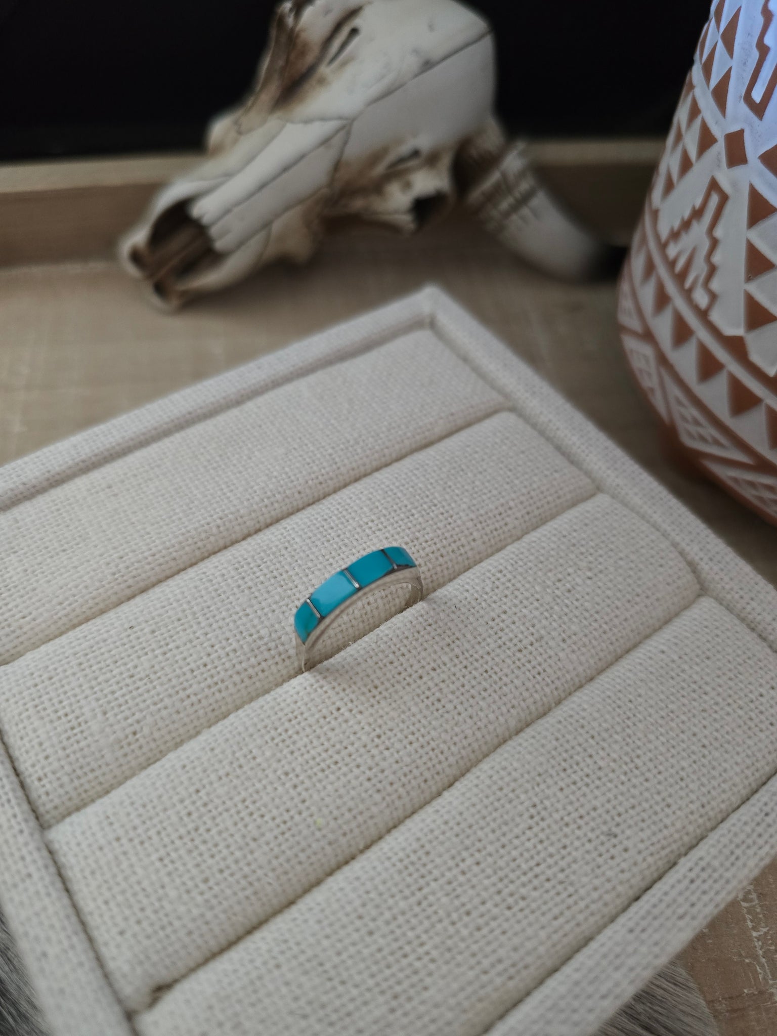 ROSINA KANESTA THIN ZUNI STACKER TURQUOISE RING