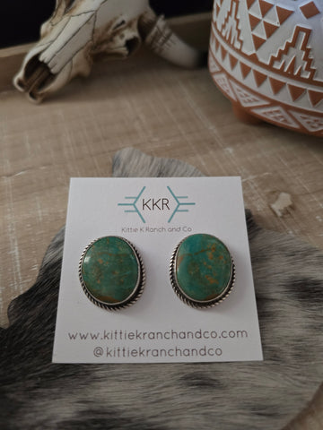 JUDITH DIXON LARGE TYRONE TURQUOISE STUDS