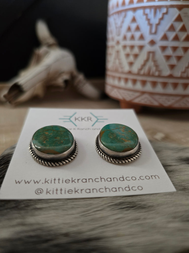 Judith Dixon Large Tyrone Turquoise Studs – Kittie K Ranch And Co