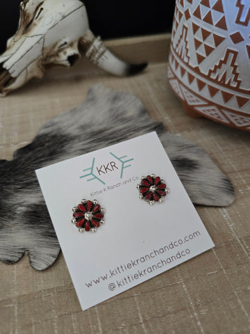 DAVID LEEKITY ZUNI STYLE CORAL CLUSTER EARRINGS