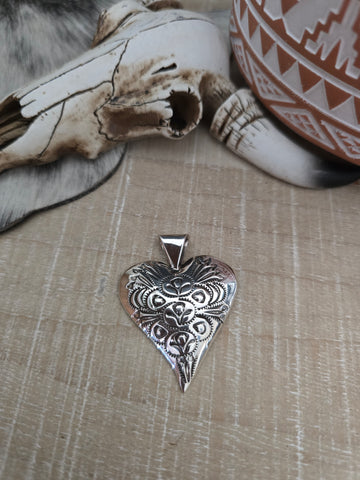 SHIRLEY SKEETS STERLING SILVER HEART PENDANT